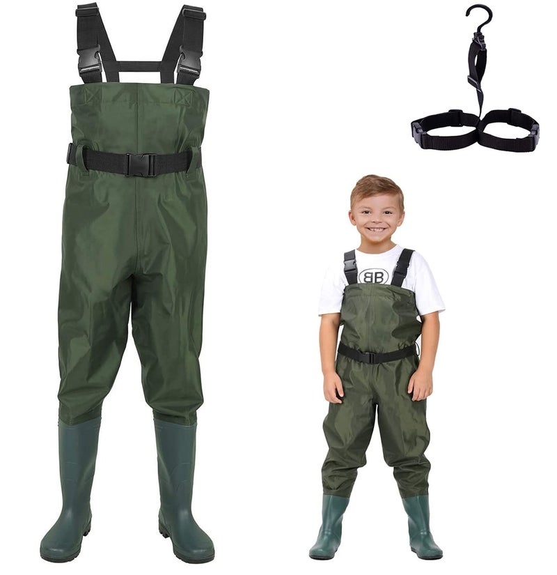 LANGXUN Chest Waders for Kids, Lightweight and Breathable PVC Fishing Waders for Toddler & Children, Waterproof Hutting Waders for Boys and Girls, Age 12/13 Big Kid - Image 1